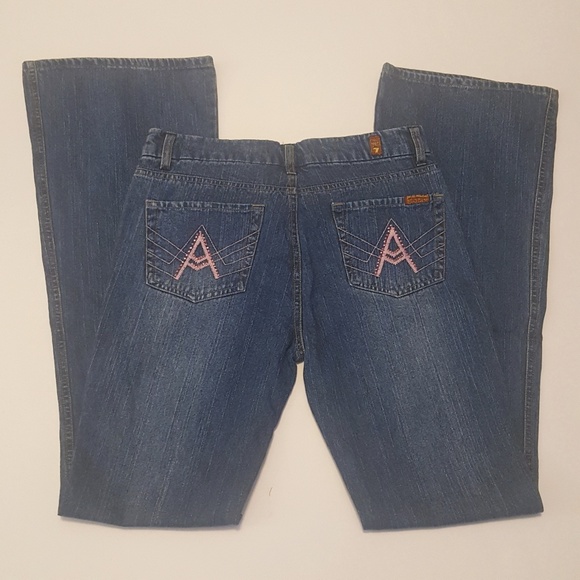 7FAM | Mid Rise Pink A Pocket Bootcut Jeans 27 NWT - Picture 3 of 8